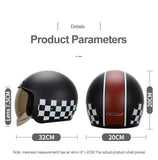 Matte Black, Red and White Checkered Retro Motorcycle Helmet is brought to you by KingsMotorcycleFairings.com