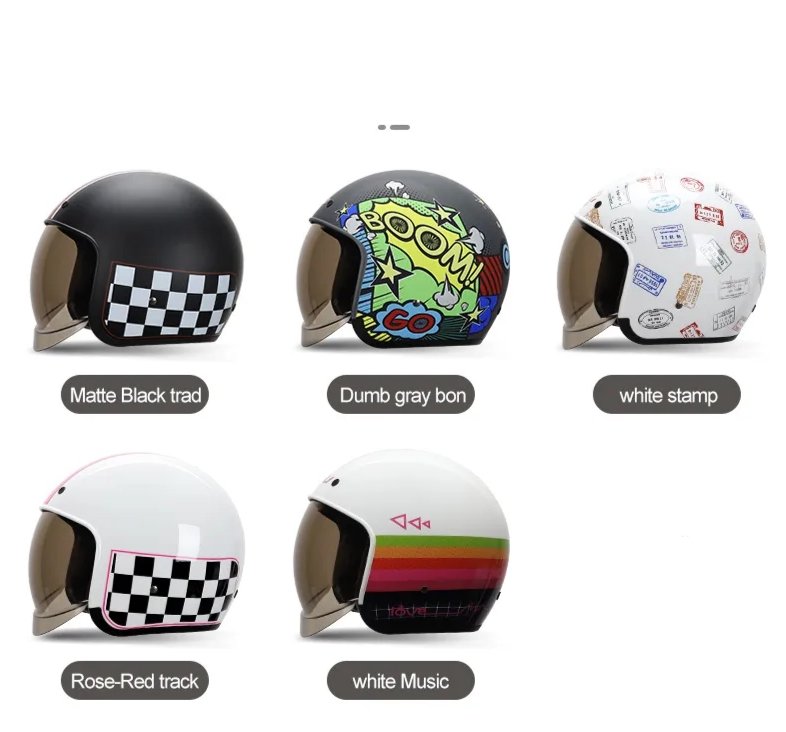 Retro Motorcycle Helmet, White Rainbow Striped Retro Motorcycle Helmet, White Rainbow Striped