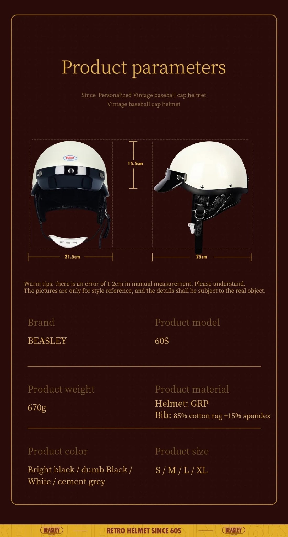 Retro Open Face 3/4 Beasley Motorcycle Helmet is brought to you by KingsMotorcycleFairings.com