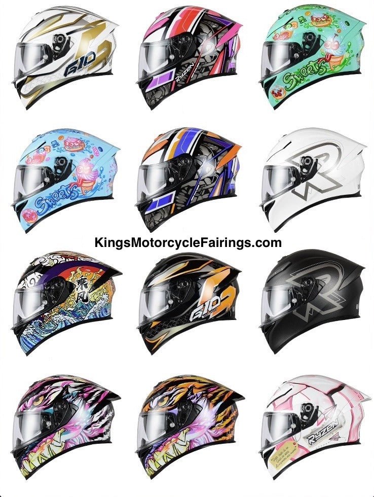 Motorcycle Helmet - Matte Black, Silver, White