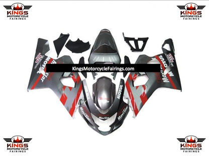 Suzuki GSXR600 (2004-2005) Silver & Red Movistar Fairings