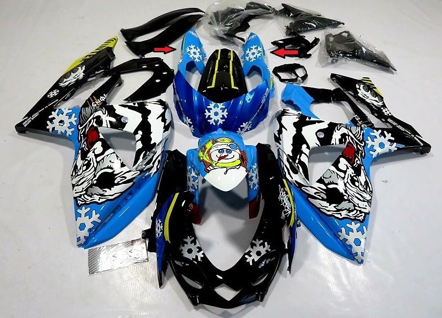Suzuki GSXR1000 Fairings (2009-2016) Blue, Black, White Snow
