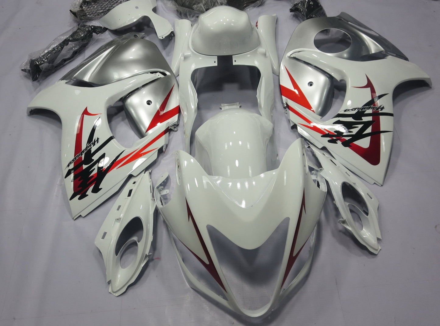 Suzuki GSXR1300 Hayabusa (2008-2019) White, Red & Silver Fairings