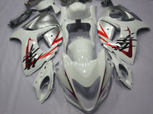 White, Red and Silver Fairing Kit for a 2008, 2009, 2010, 2011, 2012, 2013, 2014, 2015, 2016, 2017, 2018 & 2019 Suzuki GSX-R1300 Hayabusa motorcycle