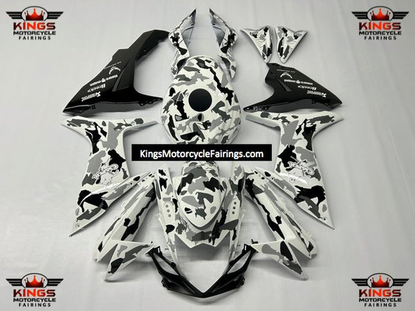 SUZUKI GSXR750 (2011-2023) White, Gray & Black Camouflage Fairings at KingsMotorcycleFairings.com