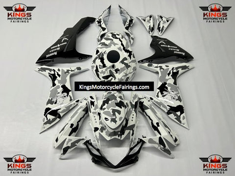 SUZUKI GSXR750 (2011-2023) White, Gray & Black Camouflage Fairings at KingsMotorcycleFairings.com