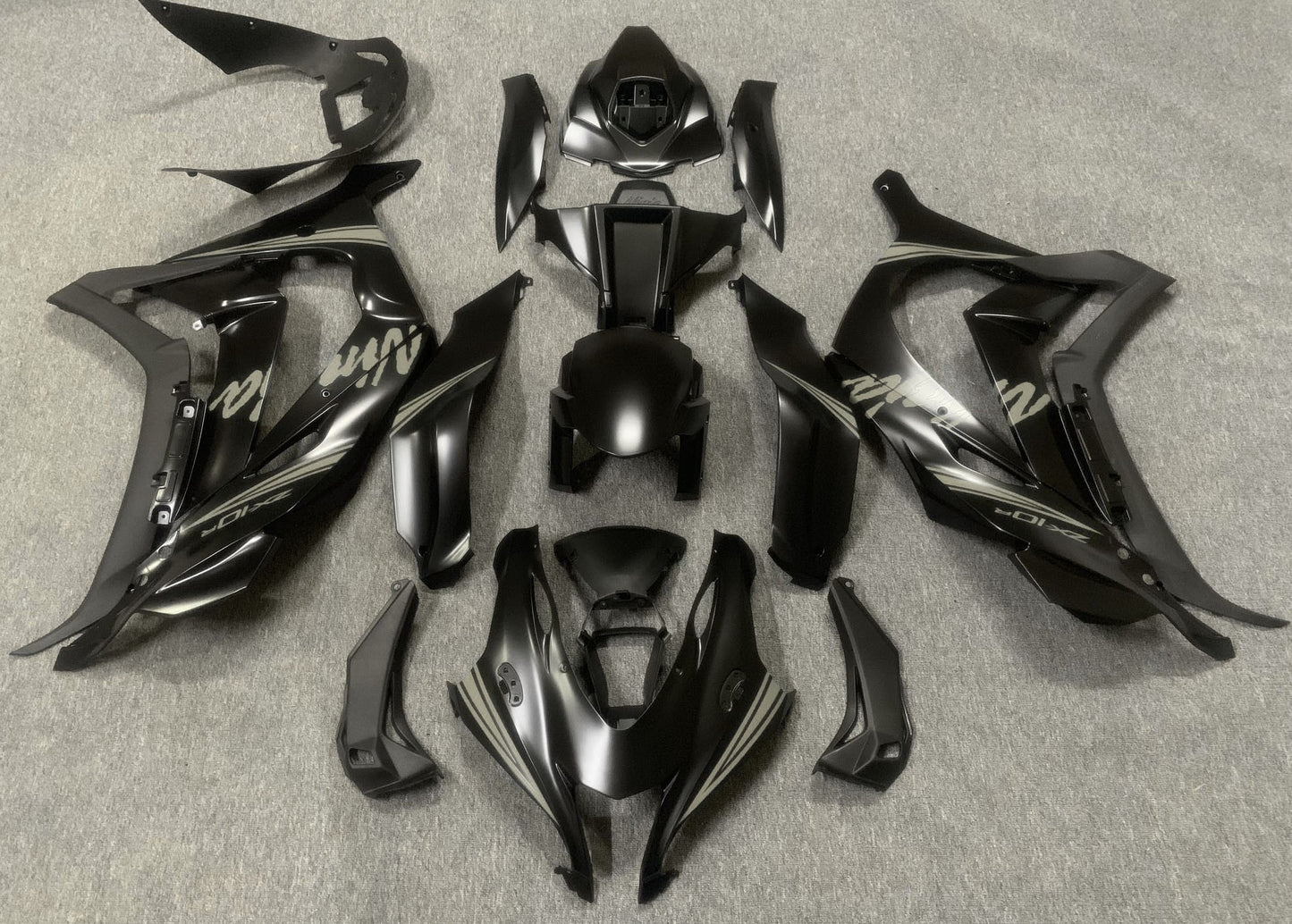 Satin Black and Gray Fairing Kit for a 2016, 2017, 2018, 2019 & 2020 Kawasaki Ninja ZX-10R motorcycle