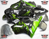Fairing kit for a KAWASAKI NINJA ZX12R (2002-2006) BLACK & GREEN FLAMES - KingsMotorcycleFairings.com