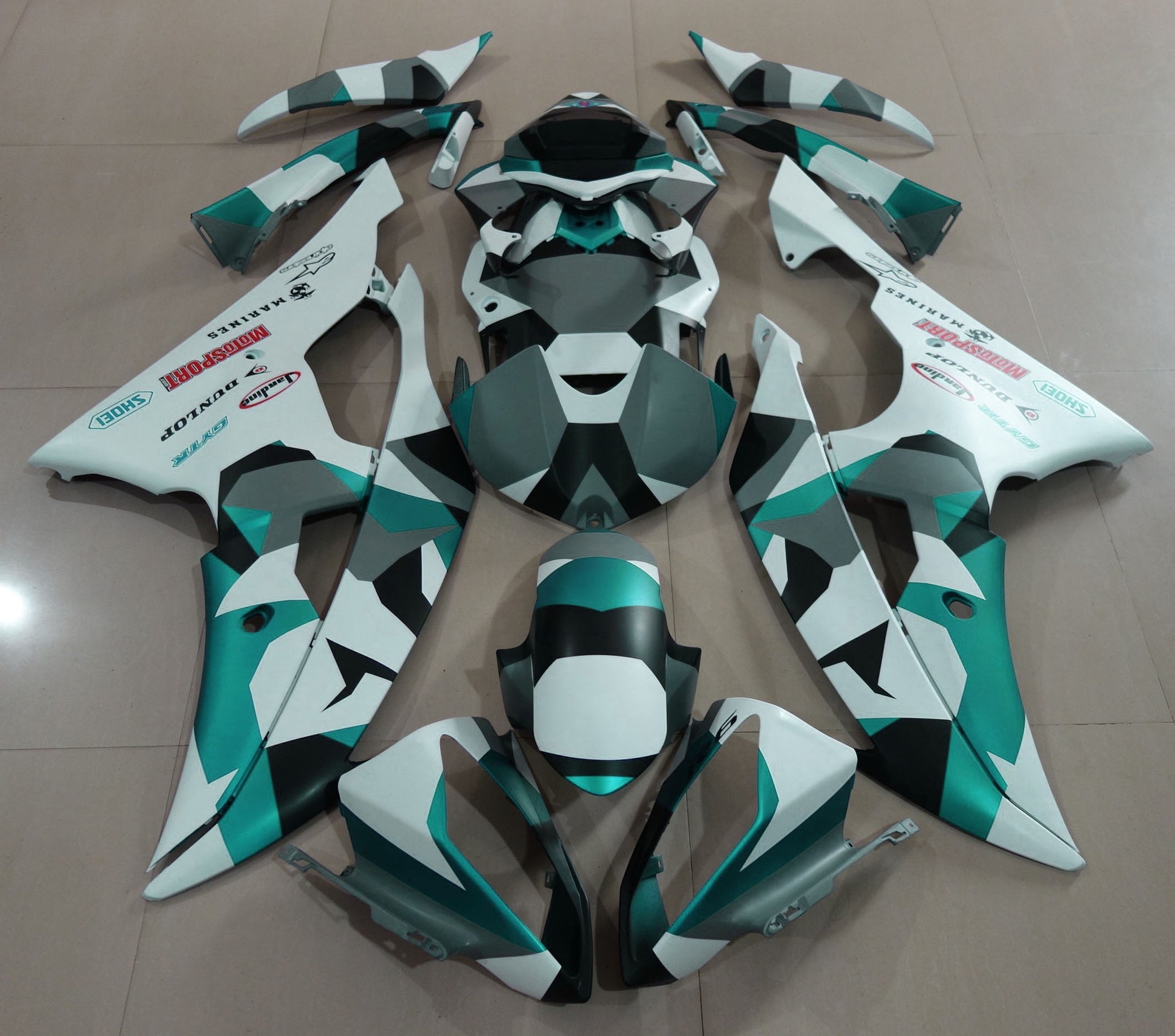 Green Camouflage Fairing Kit for a 2008, 2009, 2010, 2011, 2012, 2013, 2014, 2015 & 2016 Yamaha YZF-R6 motorcycle