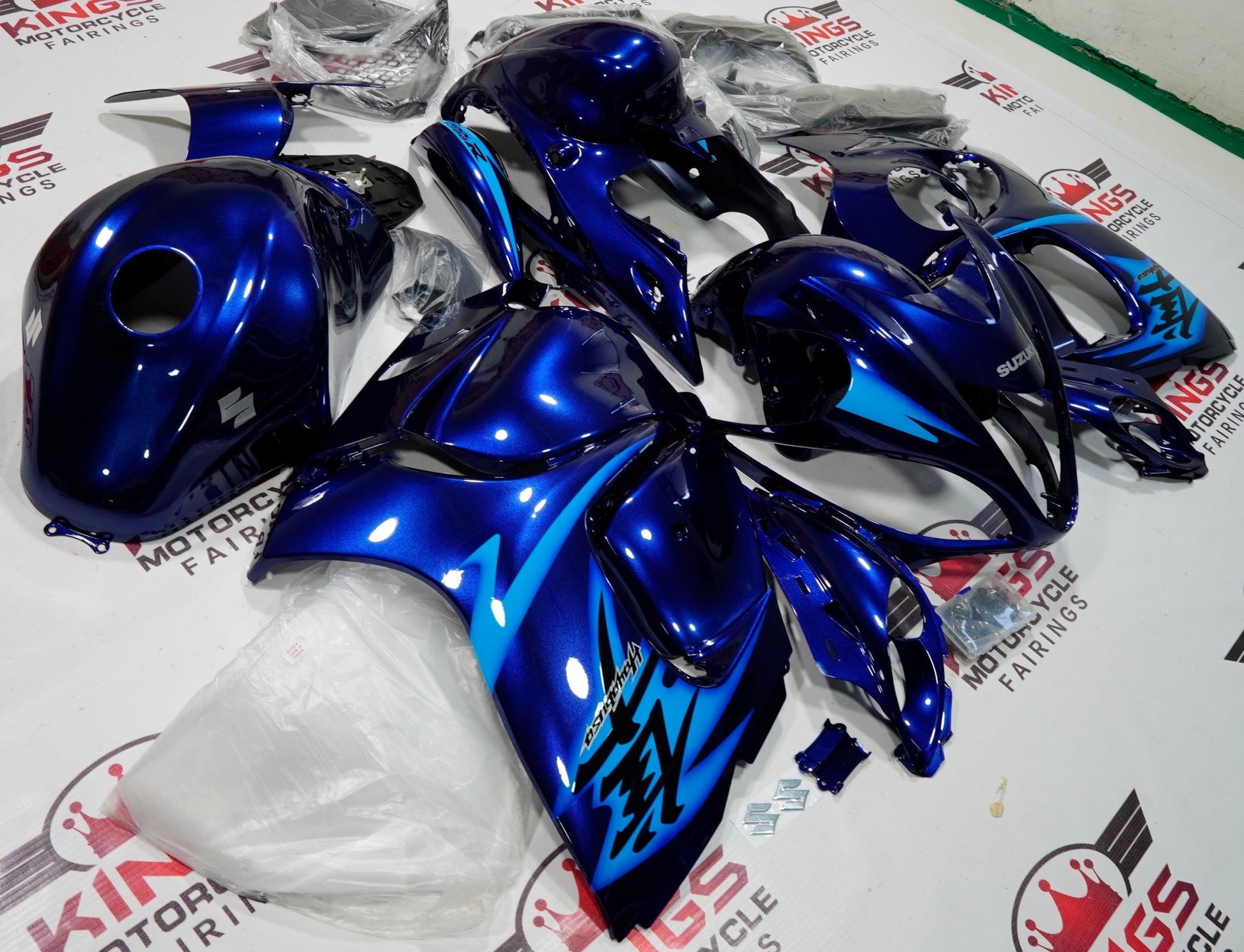 Shop Suzuki Hayabusa Fairings (2008-2019) Navy Blue, Light Blue from KingsMotorcycleFairings.com