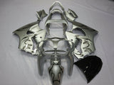 Silver and Black Flame Fairing Kit for a 2000, 2001 & 2002 Kawasaki ZX-6R 636 motorcycle