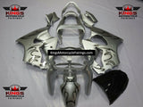 Fairing kit for a Kawasaki ZX6R 636 (2000-2002) Silver and Black Flames