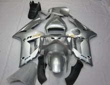 Silver, Black and Yellow Fairing Kit for a 2003 & 2004 Kawasaki ZX-6R 636 motorcycle