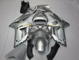 Silver, Black and Yellow Fairing Kit for a 2003 & 2004 Kawasaki ZX-6R 636 motorcycle