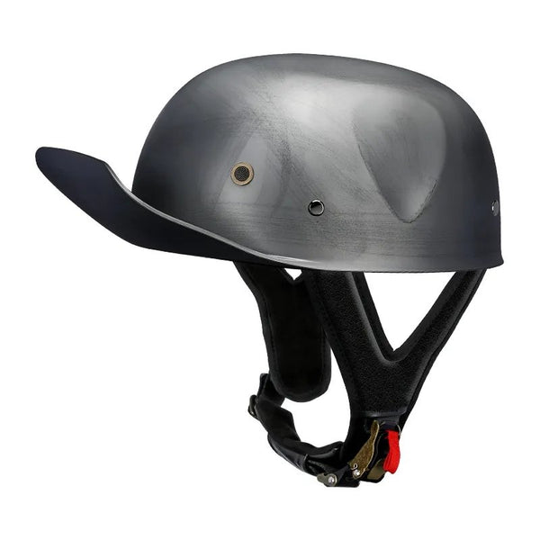 Silver Vintage Baseball Cap Motorcycle Helmet is brought to you by KingsMotorcycleFairings.com