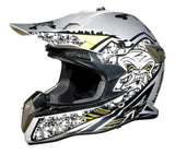 Silver, Black, Yellow and White Skulls Dirt Bike Motorcycle Helmet is brought to you by KingsMotorcycleFairings.com