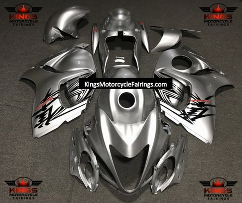 Silver, Black and Red Fairing Kit for a 2008, 2009, 2010, 2011, 2012, 2013, 2014, 2015, 2016, 2017, 2018 & 2019 Suzuki GSX-R1300 Hayabusa motorcycle