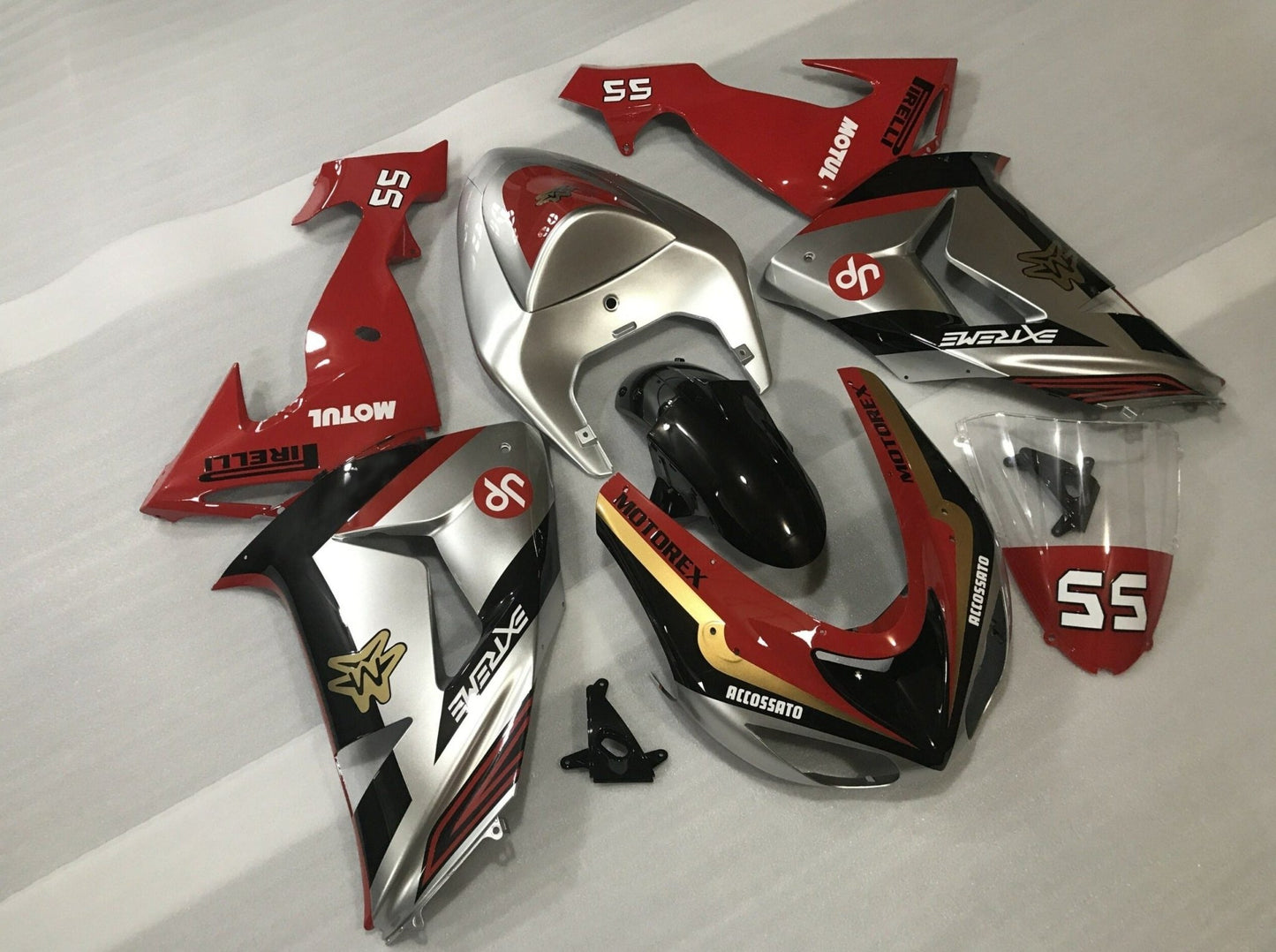 Fairing Kit For A Kawasaki ZX10R (2006-2007) Silver, Red, Black, Gold & White