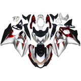 Silver, Red and Black Fairing Kit for a 2009, 2010, 2011, 2012, 2013, 2014, 2015 & 2016 Suzuki GSX-R1000 motorcycle