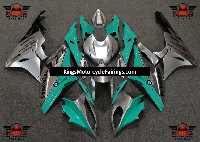 BMW S1000RR (2017-2018) Silver, Teal & Black Fairings