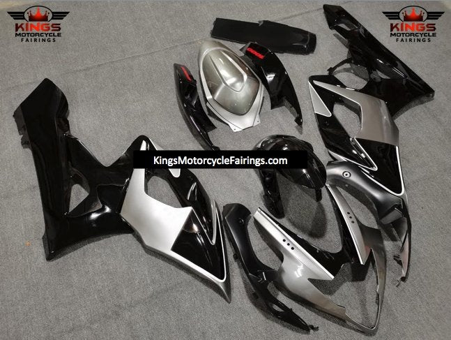 Silver and Black Fairing Kit for a 2005 & 2006 Suzuki GSX-R1000 motorcycle
