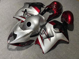 Silver and Candy Red Fairing Kit for a 1999, 2000, 2001, 2002, 2003, 2004, 2005, 2006, & 2007 Suzuki GSX-R1300 Hayabusa motorcycle