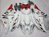 White, Black and Red Flames Fairing Kit for a 2008, 2009, 2010, 2011, 2012, 2013, 2014, 2015 & 2016 Yamaha YZF-R6 motorcycle
