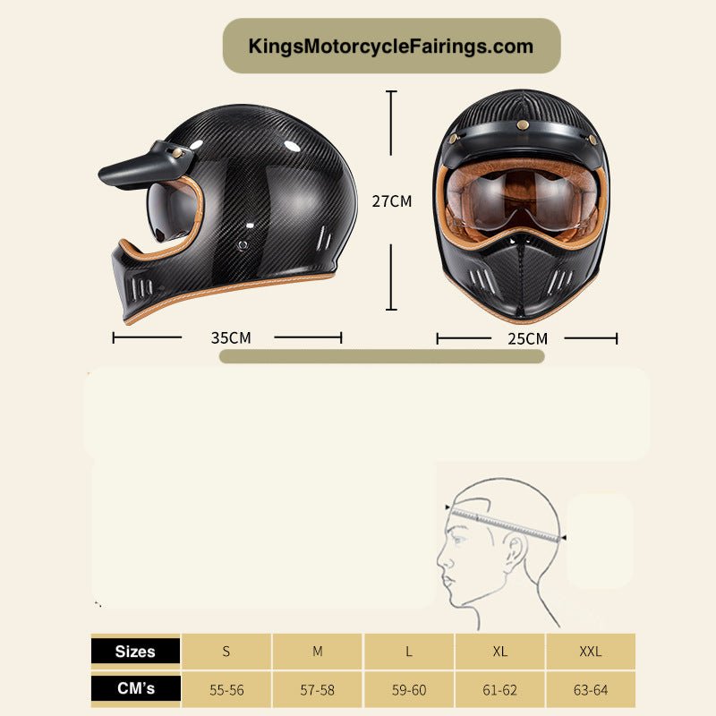 Carbon Fiber Light Motorcycle Helmets and Goggles at KingsMotorcycleFairings.com