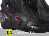 Black, Red & White Speed Leather Motorcycle Boots at KingsMotorcycleFairings.com