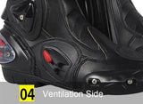 Black, Red & White Speed Leather Motorcycle Boots at KingsMotorcycleFairings.com