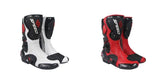 Speed Motorcycle Boots in White, Black & Red Leather at KingsMotorcycleFairings.com