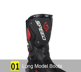 Black, Red & White Speed Leather Motorcycle Boots at KingsMotorcycleFairings.com