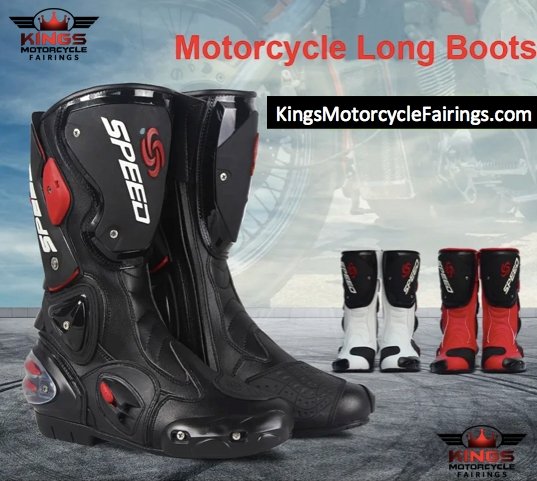 Black, Red & White Speed Leather Motorcycle Boots at KingsMotorcycleFairings.com