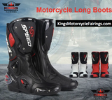 Black, Red & White Speed Leather Motorcycle Boots at KingsMotorcycleFairings.com