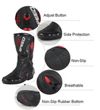 Black, Red & White Speed Leather Motorcycle Boots at KingsMotorcycleFairings.com