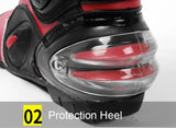 Black, Red & White Speed Leather Motorcycle Boots at KingsMotorcycleFairings.com