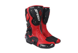Speed Motorcycle Boots in Red, Black & White Leather at KingsMotorcycleFairings.com