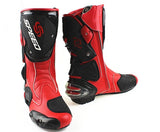 Speed Motorcycle Boots in Red, Black & White Leather at KingsMotorcycleFairings.com