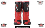 Speed Motorcycle Boots in Red, Black & White Leather at KingsMotorcycleFairings.com