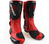 Speed Motorcycle Boots in Red, Black & White Leather at KingsMotorcycleFairings.com