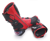 Speed Motorcycle Boots in Red, Black & White Leather at KingsMotorcycleFairings.com