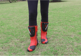 Speed Motorcycle Boots in Red, Black & White Leather at KingsMotorcycleFairings.com