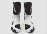 Speed Motorcycle Boots in White, Black & Red Leather at KingsMotorcycleFairings.com