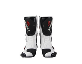 Speed Motorcycle Boots in White, Black & Red Leather at KingsMotorcycleFairings.com