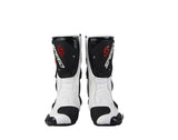 Speed Motorcycle Boots in White, Black & Red Leather at KingsMotorcycleFairings.com