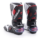 Speed Motorcycle Boots in White, Black & Red Leather at KingsMotorcycleFairings.com