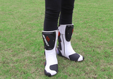 Speed Motorcycle Boots in White, Black & Red Leather at KingsMotorcycleFairings.com