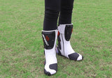 Speed Motorcycle Boots in White, Black & Red Leather at KingsMotorcycleFairings.com