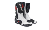 Speed Motorcycle Boots in White, Black & Red Leather at KingsMotorcycleFairings.com