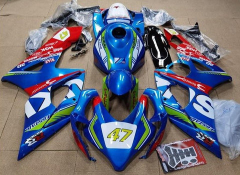 Suzuki GSXR1000 (2005-2006) Blue, White, Red & Green #47 Race Fairings